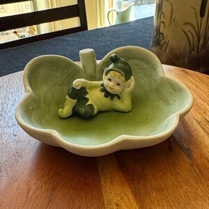 Vintage Pixie/Elf Whimsical Trinket Porcelain Dish
